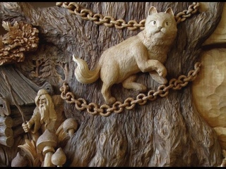 Байков Михаил. Wood carving 3d panno Pushkin's Fairy Tales