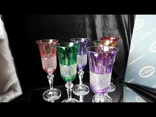 - Bohemian colored crystal flute glasses!