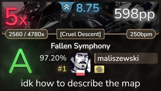 8.8 maliszewski | Ludicin - Fallen Symphony Cruel Descent +HD % #1 | 598pp 5 - osu!