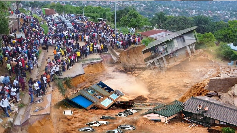 Floods submerge an entire village, Landslide causing houses collapse Floods in Petropolis,
