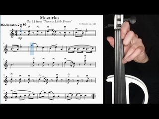Dancla Mazurka  Slow Practice Video. Piano Accompaniment. Sheet Music Score. Play Along.