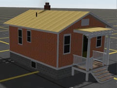 DG reskin House Sears Bungalow brown tin roof brick walls-2