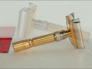 1959 Gillette Fat Boy Refurbished RePlated Rhodium Gold Razor E1–AB1