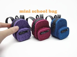 DIY Miniature Doll Mini Glitter School Bag Backpack - Back to School!
