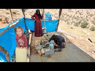 Documentary about Cementing kitchen floors in the mountains by nomadic family | Part 44
