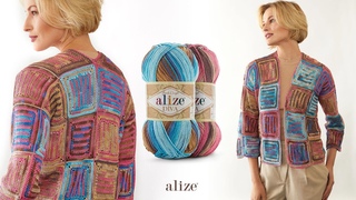 Alize Diva Batik ile İki Renkli Mevsimlik Hırka