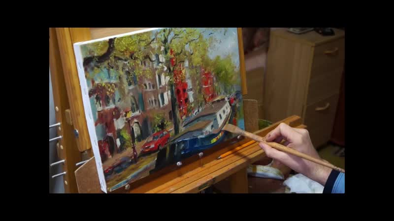 Весна. Амстердам. Живопись маслом. Process of creating oil painting. Oil painting