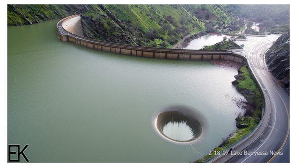 Overflowing Glory Hole Spillway at Lake Berryessa Drone Report Lake Berryessa News 2 18