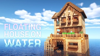 Floating wooden house on water (Lake House) | Minecraft Build Tutorial 57