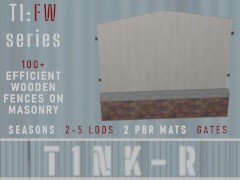 T1:FW:BRK+SL+WH+O: Full-width white planks on brick support (wooden fence)